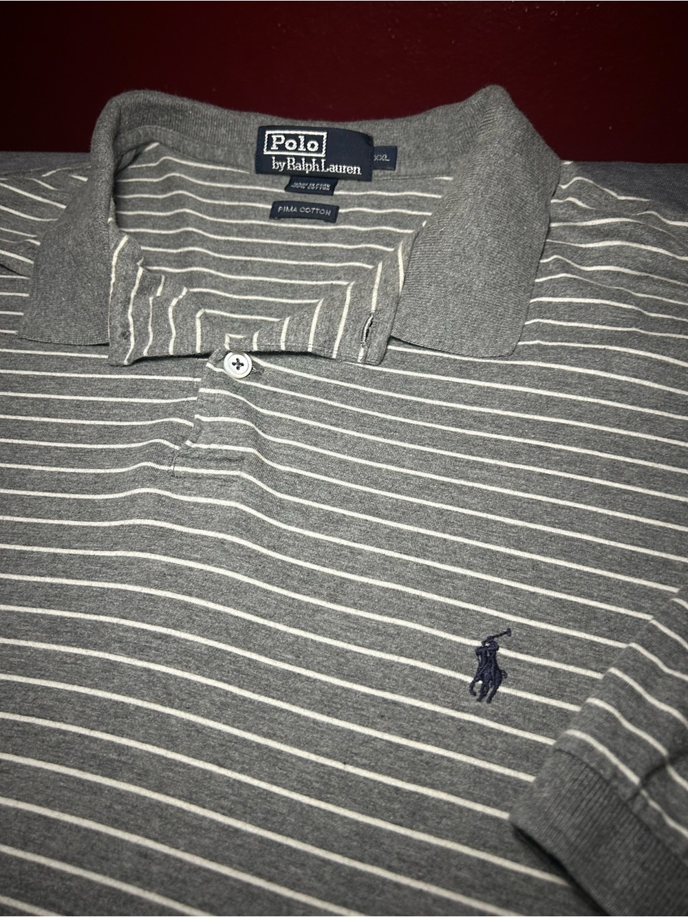 Ralph Lauren Gray and White Striped Polo